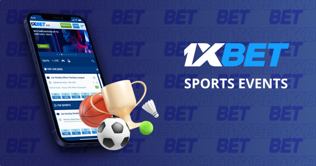 1xBet sports events displayed on a smartphone